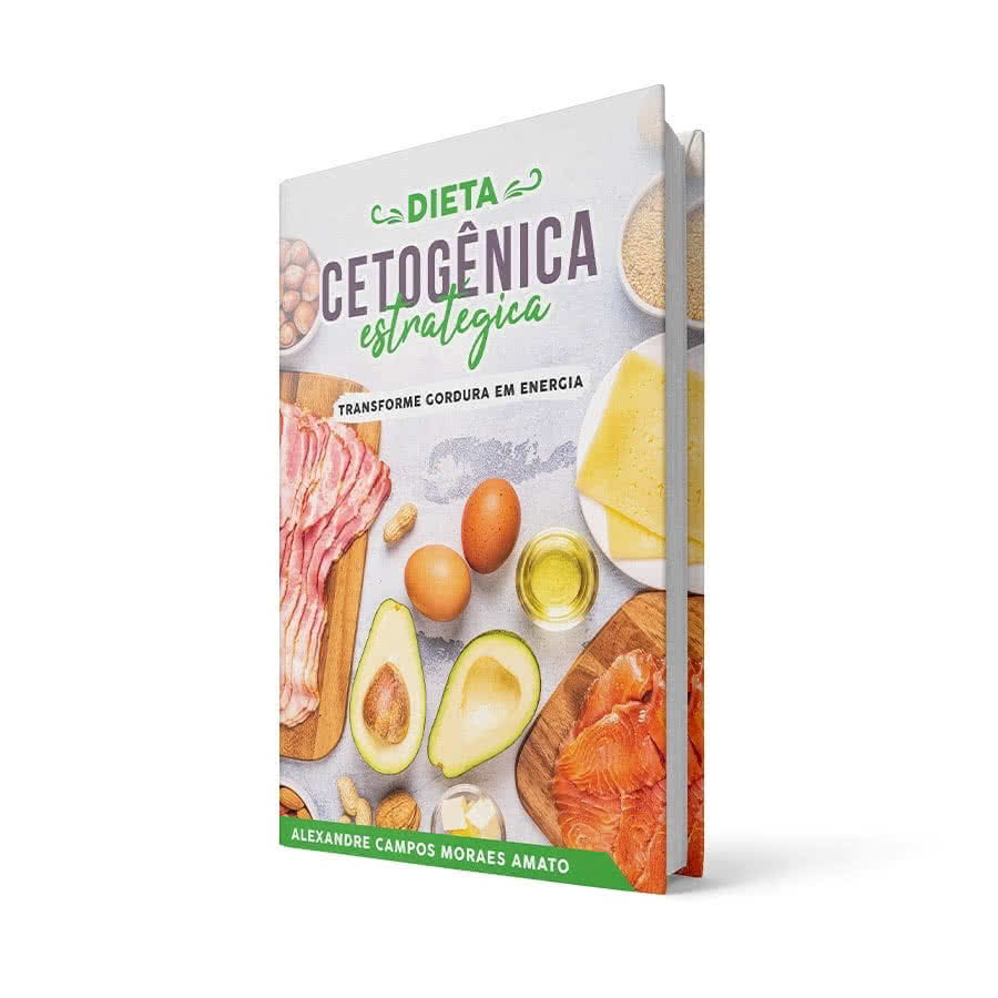 Capa do Livro Dieta Cetogênica em 3D com fundo branco e título em destaque.