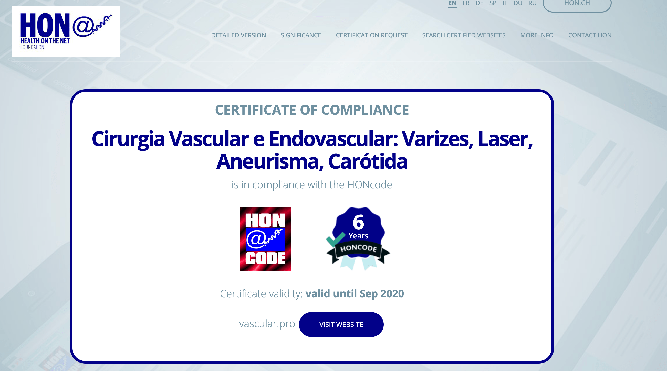 Nós aderimos aos princípios da charte HONcode da Fondation HON