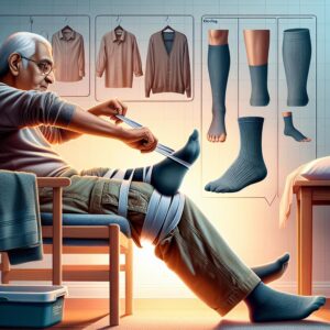 Devo levantar as pernas antes de colocar a meia elástica?