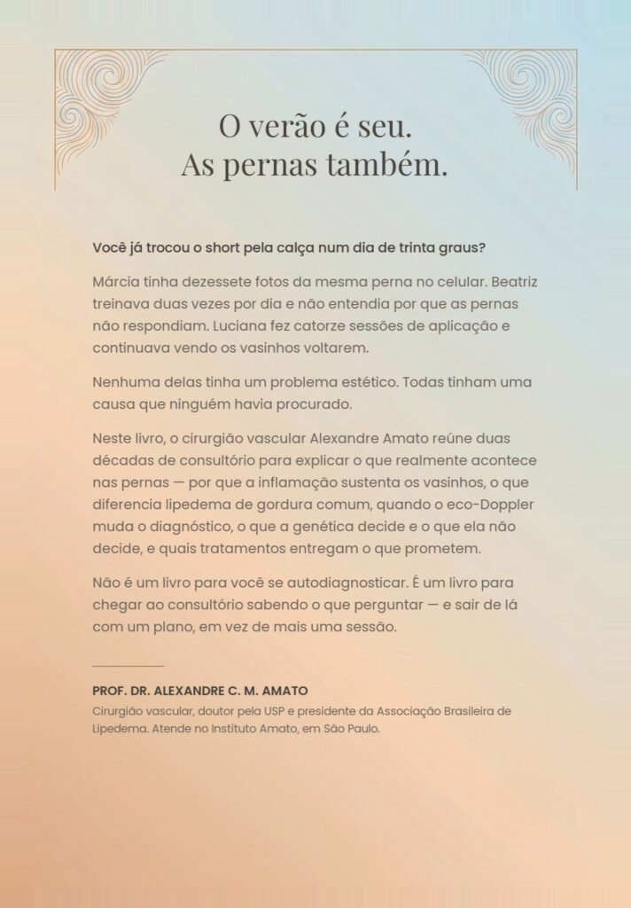 Quarta capa do livro: “O verão é seu. As pernas também.”